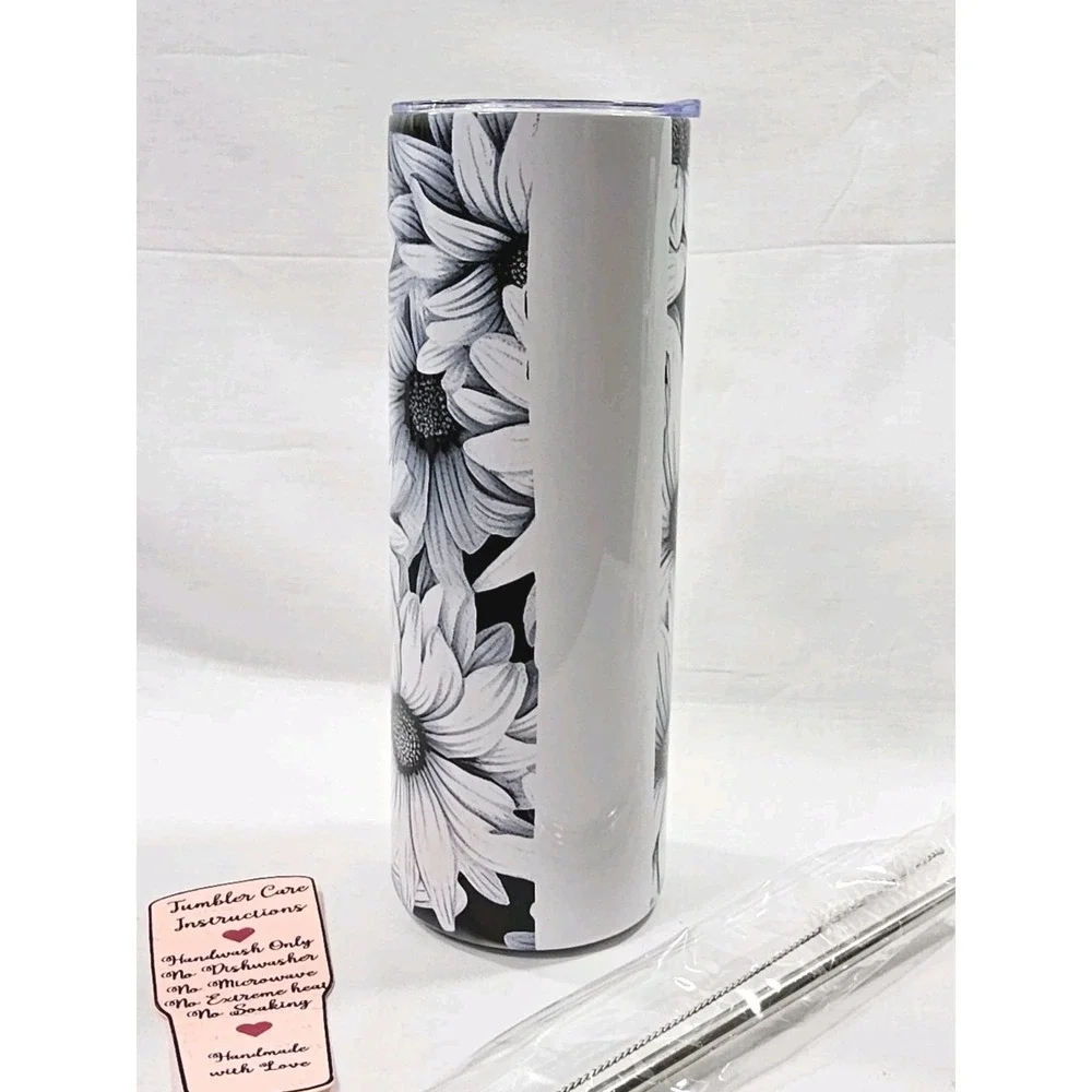 I Wanna Be Nice Flower Black White 20Oz Tumbler Travel Insulated Motivational